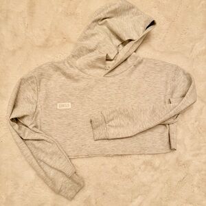 ESNTLS Light Gray Cropped Hoodie